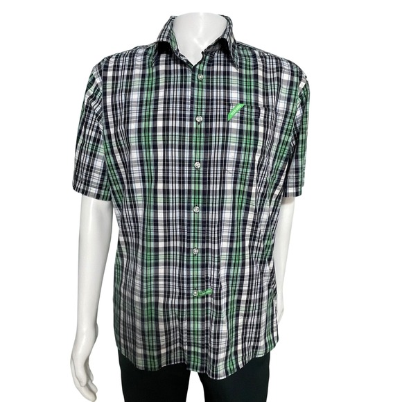 Ecko Unltd. Other - Ecko Unltd Y2K Mens Classic Material Large Plaid Button Down Shirt Short Sleeve